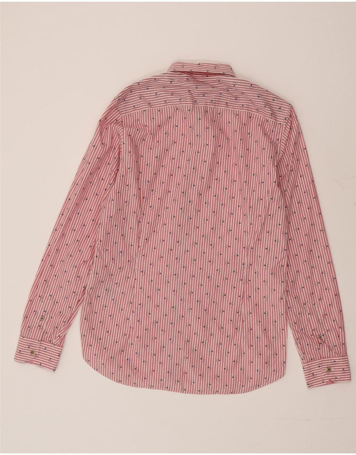 TED BAKER Camisa para hombre talla 3 mediana roja algodón a rayas