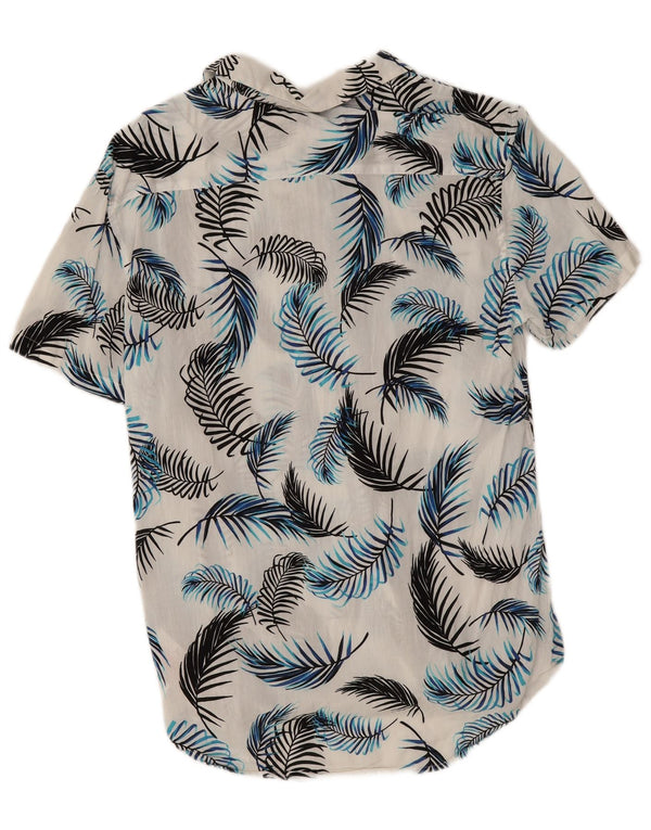 Camisa Jack Wills Hombre De Manga Corta Slim Fit Viscosa Floral Blanca Mediana