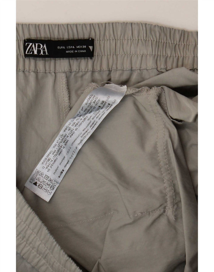 Zara Shorts Cargo Mujer Grande W30 Gris Poliéster