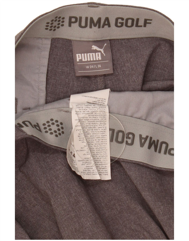 Puma Pantalones casuales ajustados para hombre W34 L36 Poliéster gris