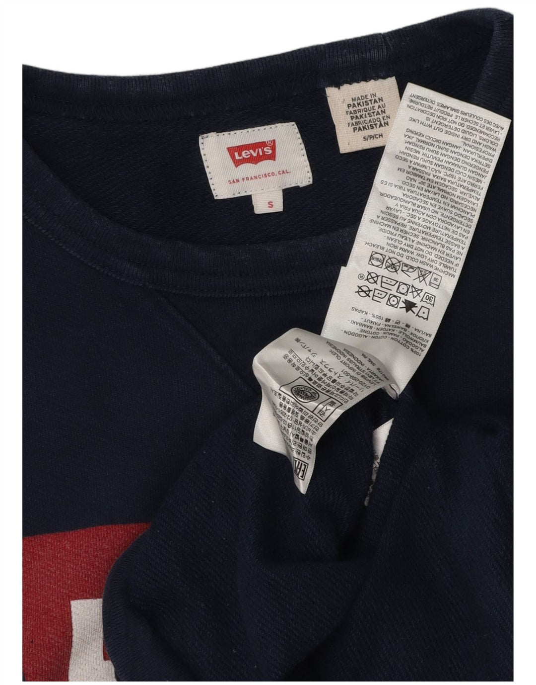 LEVI'S Mens Graphic Sudadera Jumper Pequeño Azul Marino Algodón