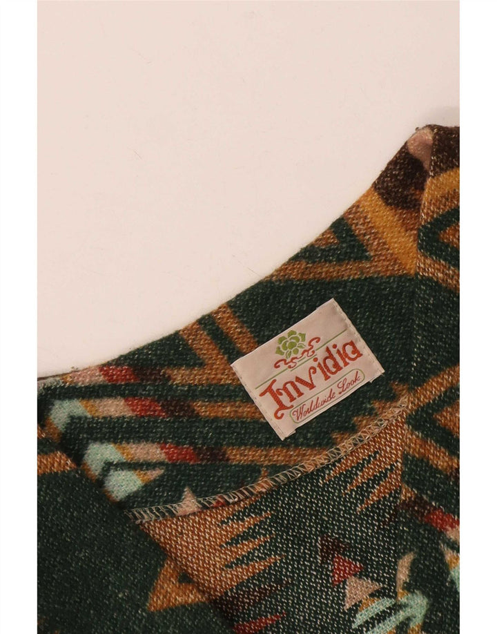 Chaleco Vintage para Hombre XL Verde Geométrico Azteca