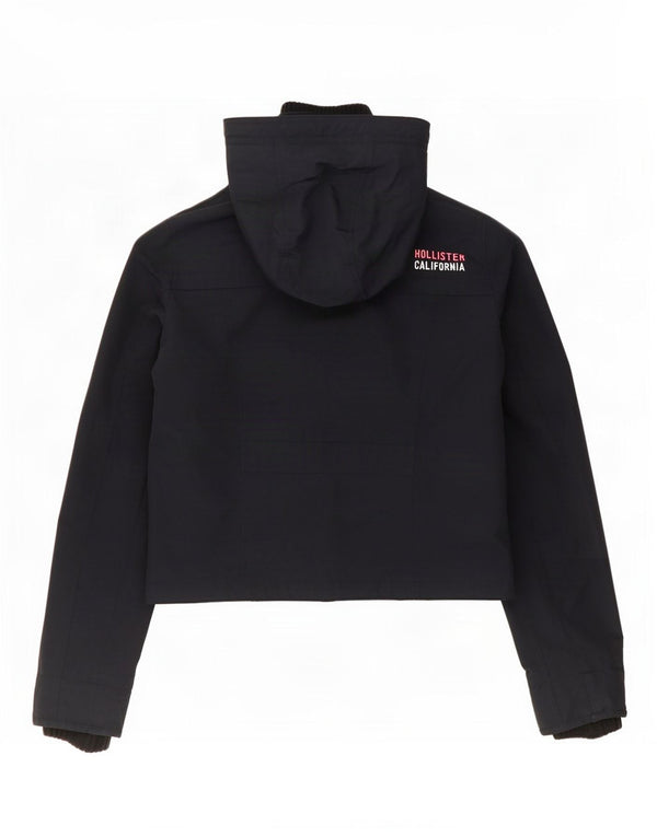 Chaqueta impermeable con capucha Hollister para mujer UK 44 Medium Nylon azul marino