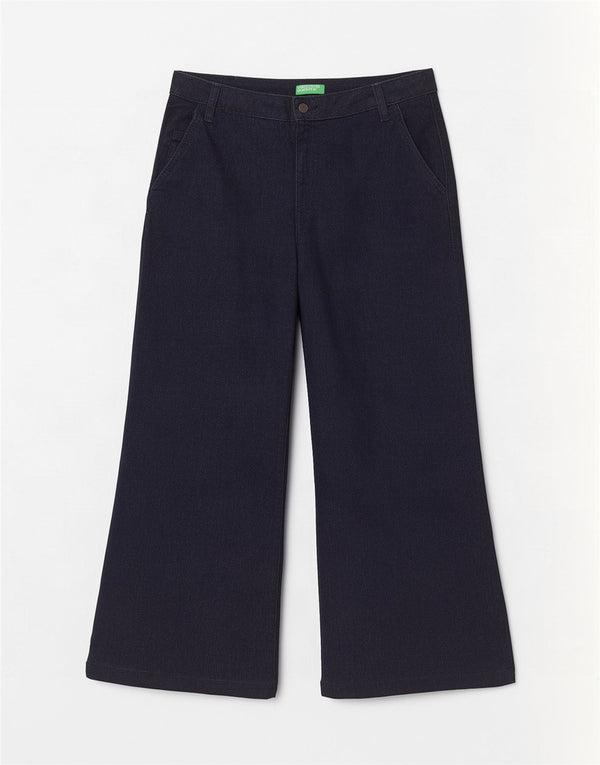 Benetton Vaqueros De Pierna Ancha Sophia para Mujer UK 44 Large W32 L29 Algodón Azul Marino