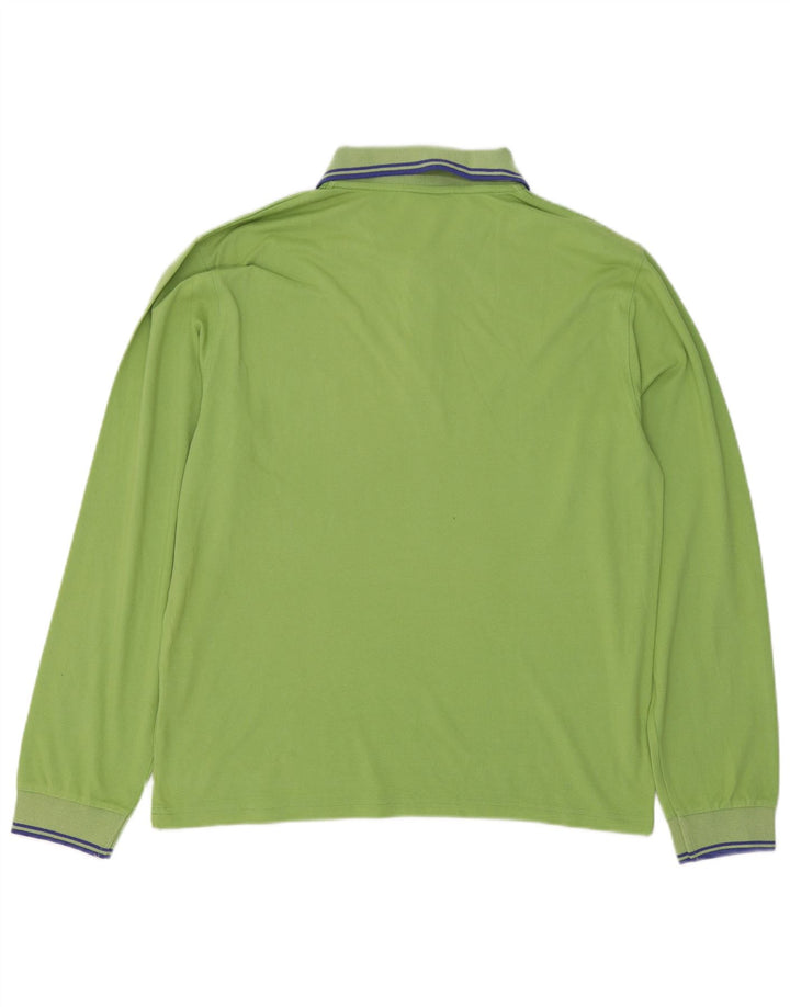 CHAMPION Polo de manga larga para hombre de algodón verde medio