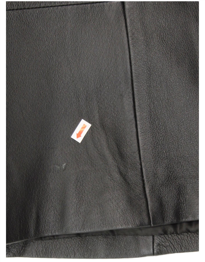 Agenda Chaqueta Blazer de Cuero con 3 Botones para Mujer UK 24 4XL Cuero Negro