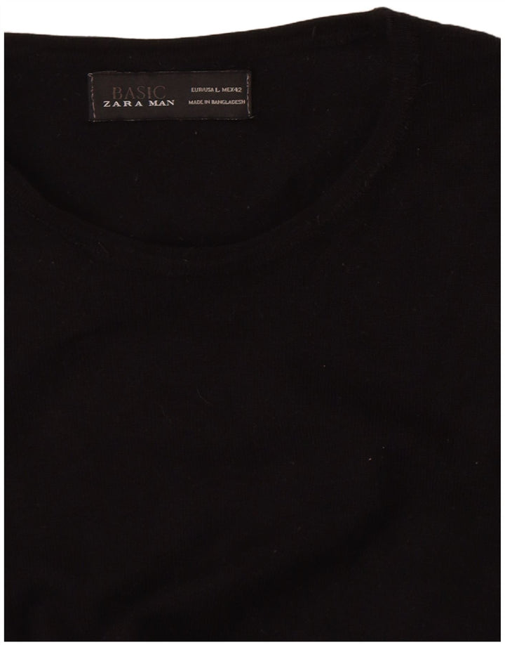 Zara Hombre Jersey De Cuello Redondo Jersey Grande Negro