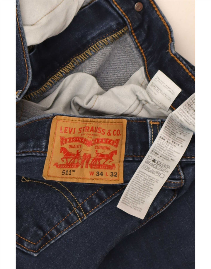 Levi's Hombre 511 Slim Jeans W34 L32 Algodón Azul
