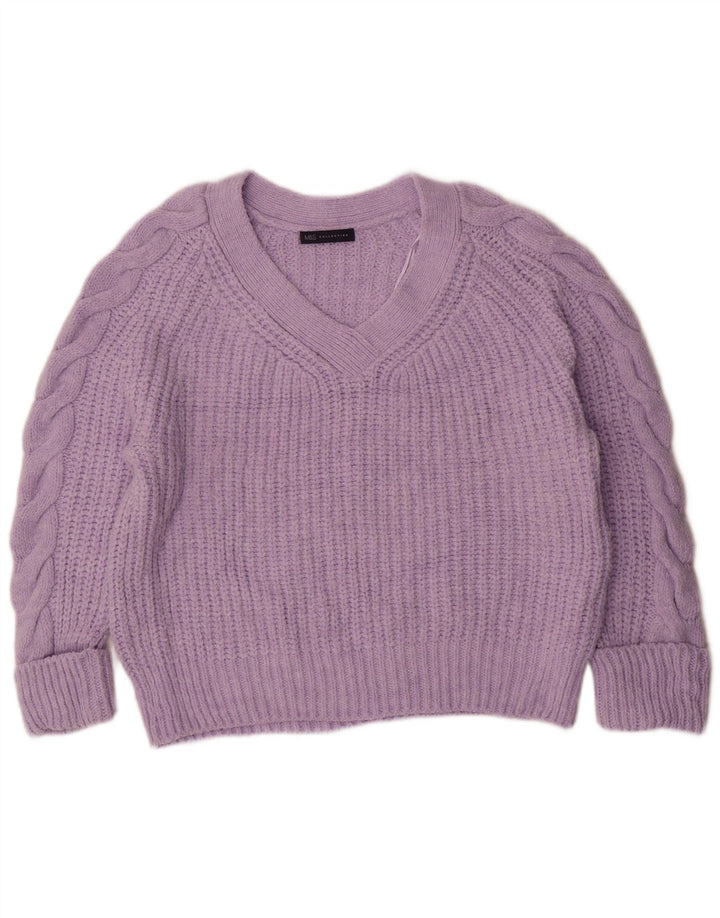 Marks & Spencer Suéter tipo jersey de gran tamaño con cuello en V para mujer UK 44 Medio Púrpura