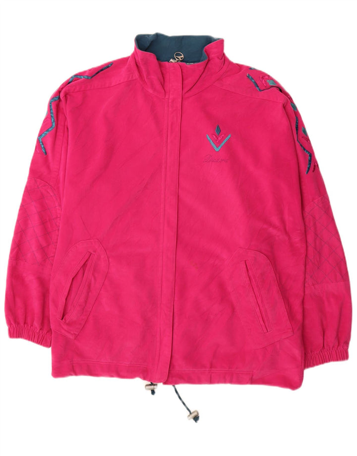DIADORA Womens Oversized Tracksuit Top Jacket UK 16 Large Pink Polyester