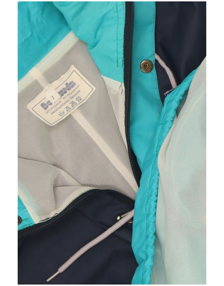 Vintage hombres chaqueta de lluvia con capucha Reino Unido 40 gran bloque de color multicolor