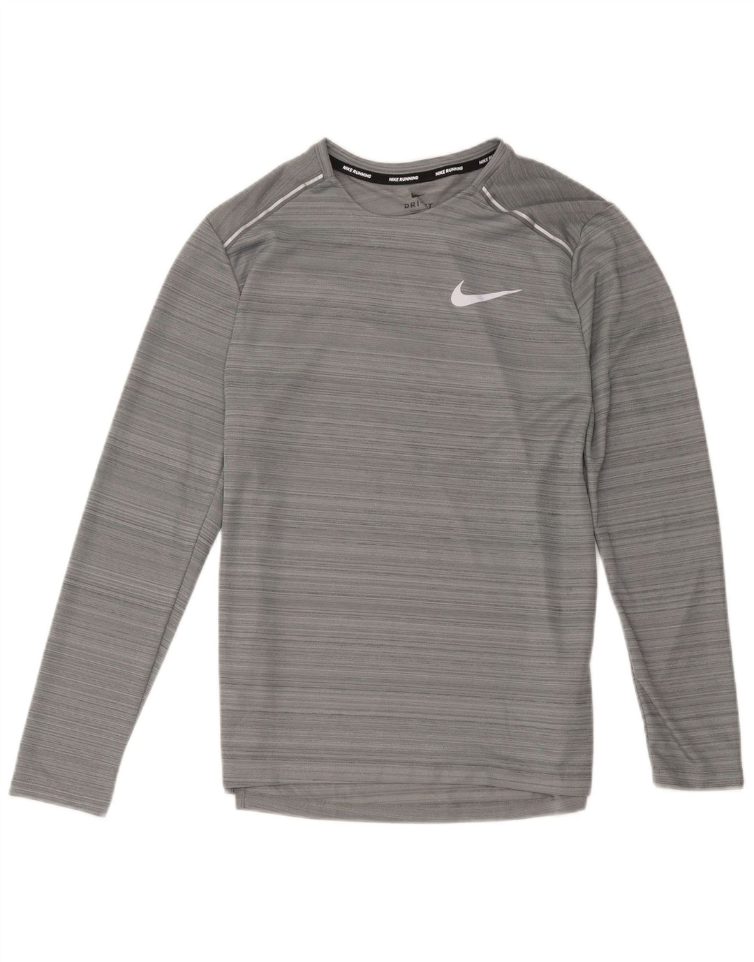 Nike Camiseta Dri Fit para mujer de manga larga UK 40 Poliéster a rayas gris medio
