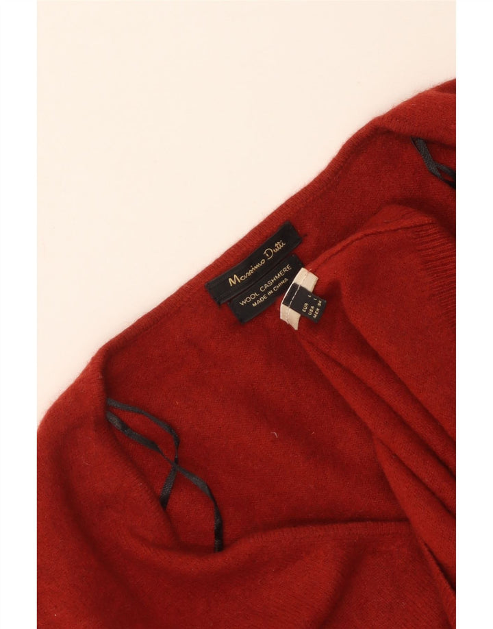 MASSIMO DUTTI Jersey con cuello en V para mujer UK 44 Large Lana roja
