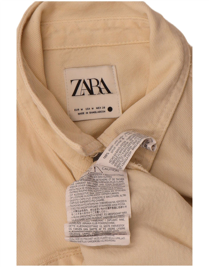 Zara Camisa Vaquera Extragrande para Mujer UK 40 Mediano Off White Cotton