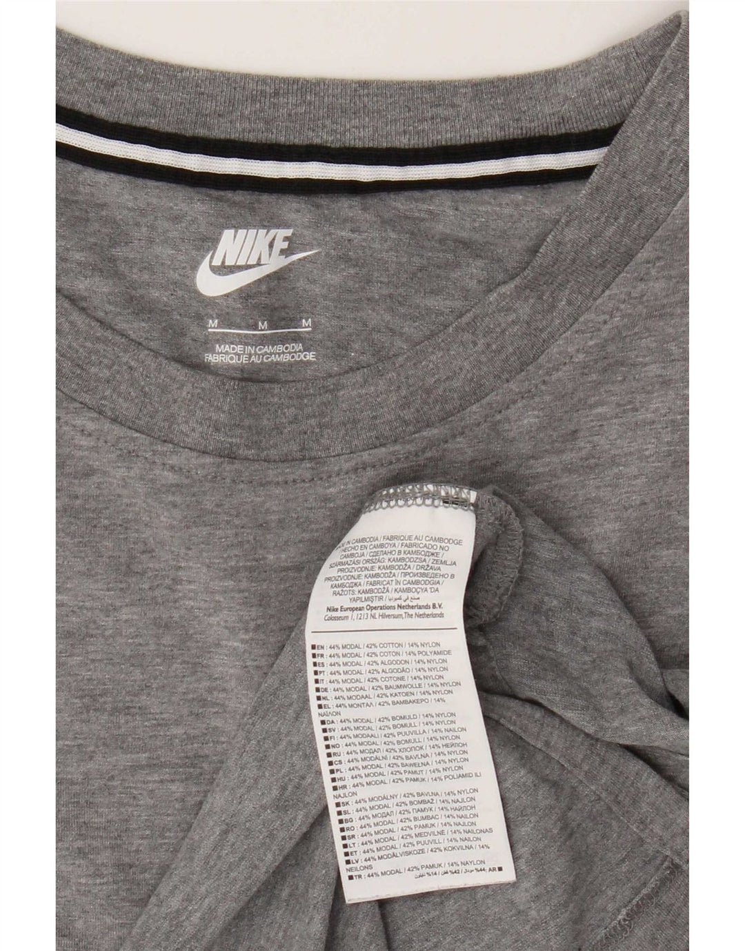 Nike - Camiseta para mujer, talla 40, color gris medio, modal moteado