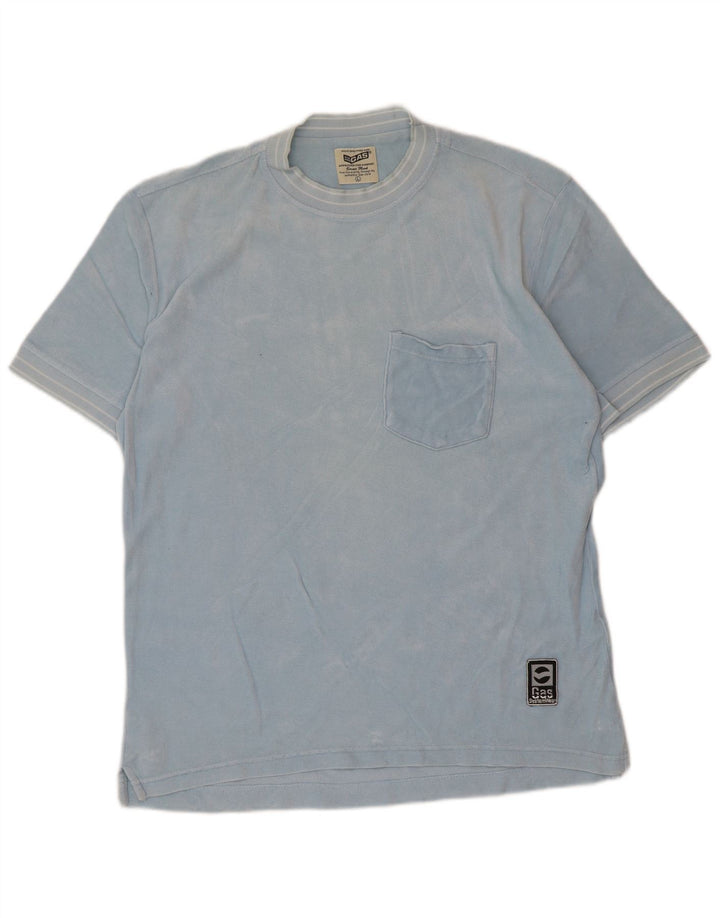 Gas - Camiseta para hombre, talla grande, algodón azul