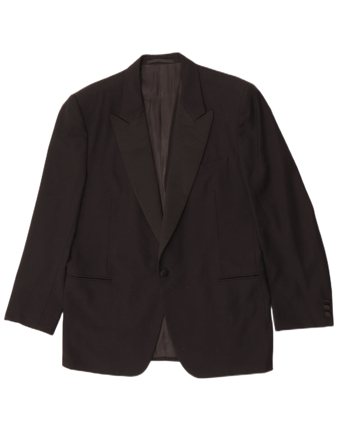 Vintage hombres 1 botón Blazer chaqueta IT 50 grande lana negra