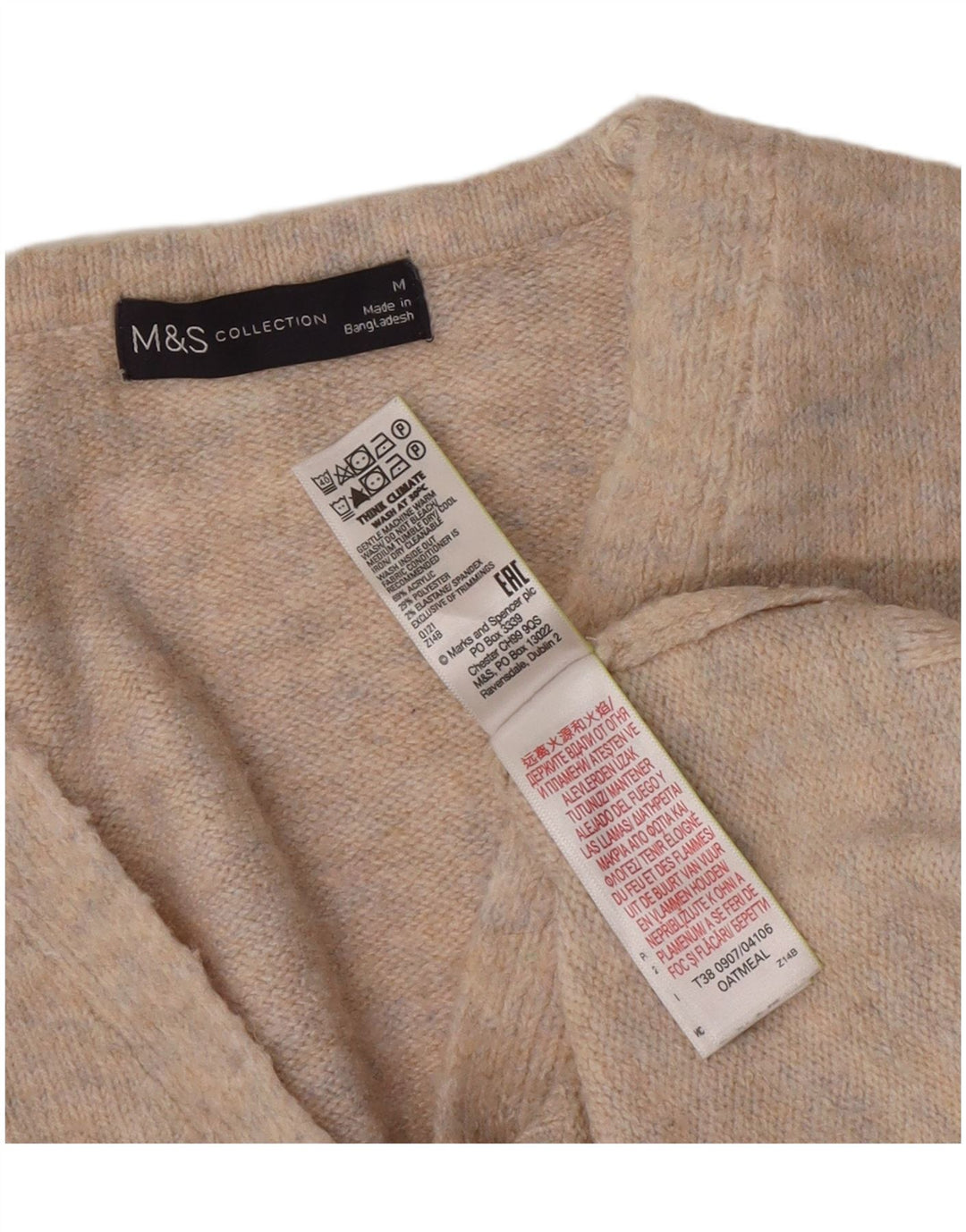 Marks & Spencer Suéter tipo jersey con cuello en V para mujer UK 44 Gris medio moteado