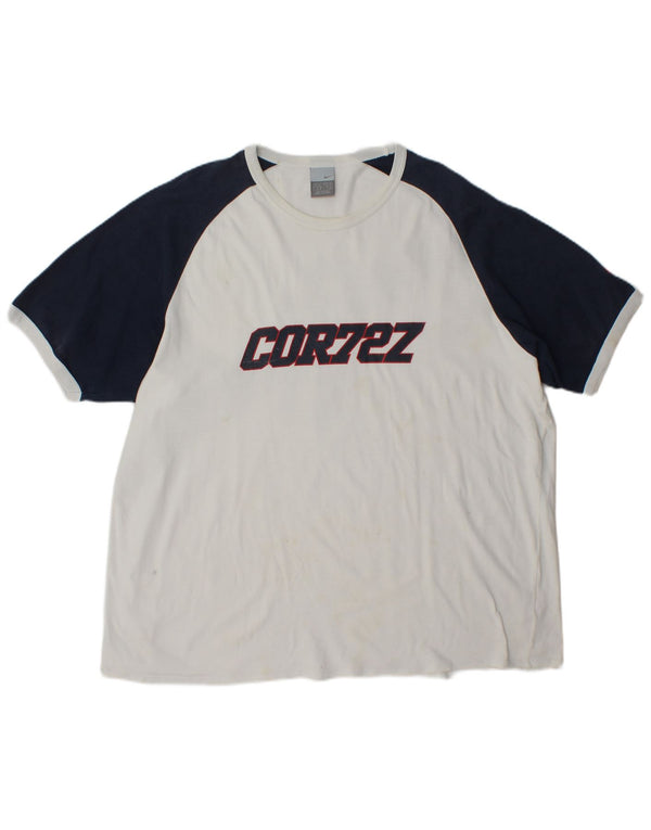Nike Camiseta gráfica para hombre UK 40/42 2XL Blanco Colorblock Algodón