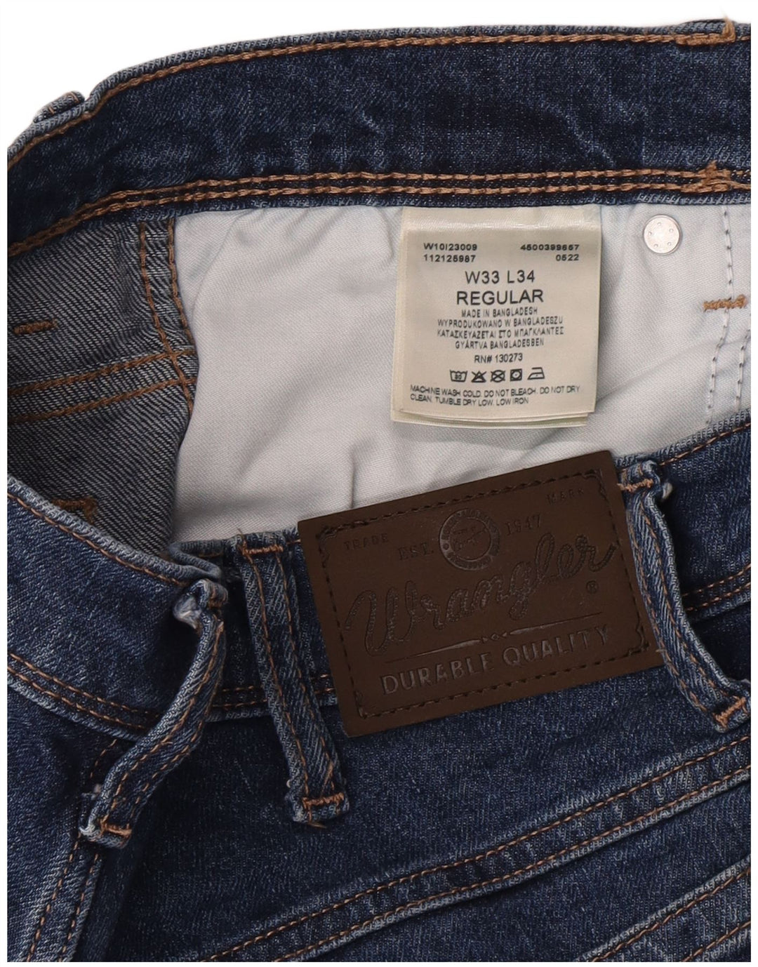 Wrangler Vaqueros rectos de corte regular para hombre W33 L34 Algodón azul