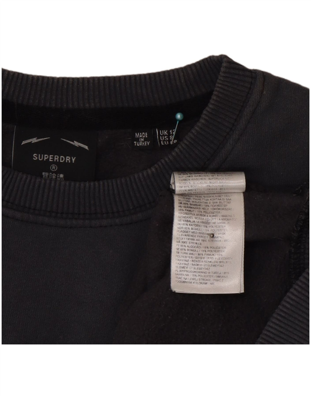 Superdry Mujer Graphic Loose Fit Sudadera Jumper UK 40 Medium Gris