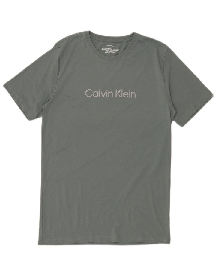 Calvin Klein - Camiseta gráfica para hombre, talla pequeña, algodón gris