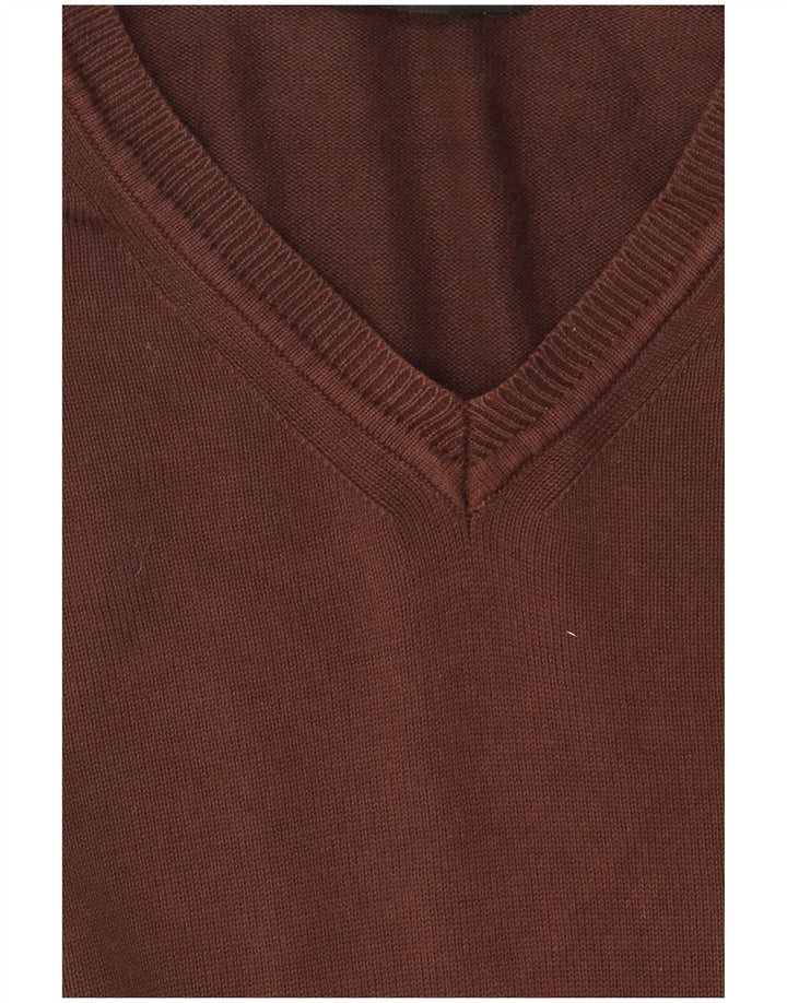 Zara Hombre Jersey Cuello Pico XL Marrón Algodón