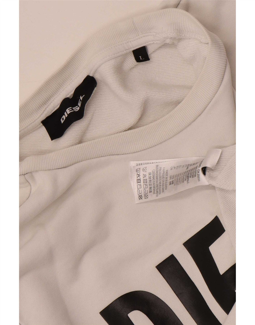Diesel Hombre Sudadera Gráfica Jersey Grande De Algodón Blanco