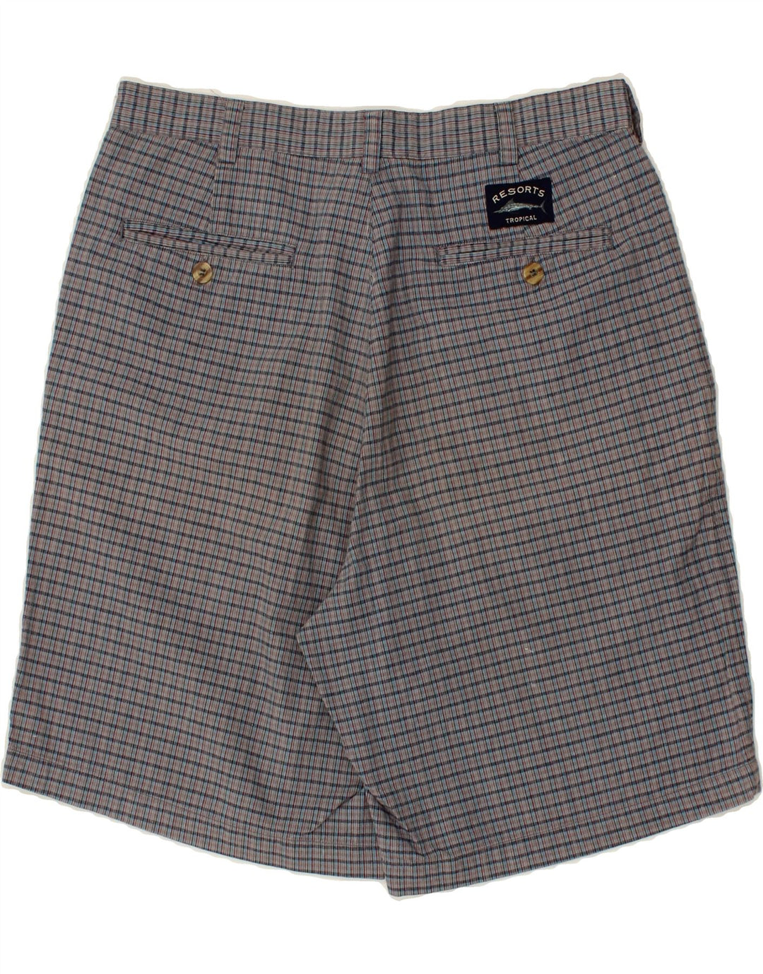 VINTAGE Pantalones cortos chinos para hombre W32 Algodón a cuadros gris medio