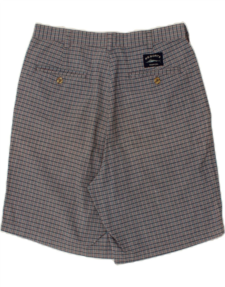 VINTAGE Pantalones cortos chinos para hombre W32 Algodón a cuadros gris medio