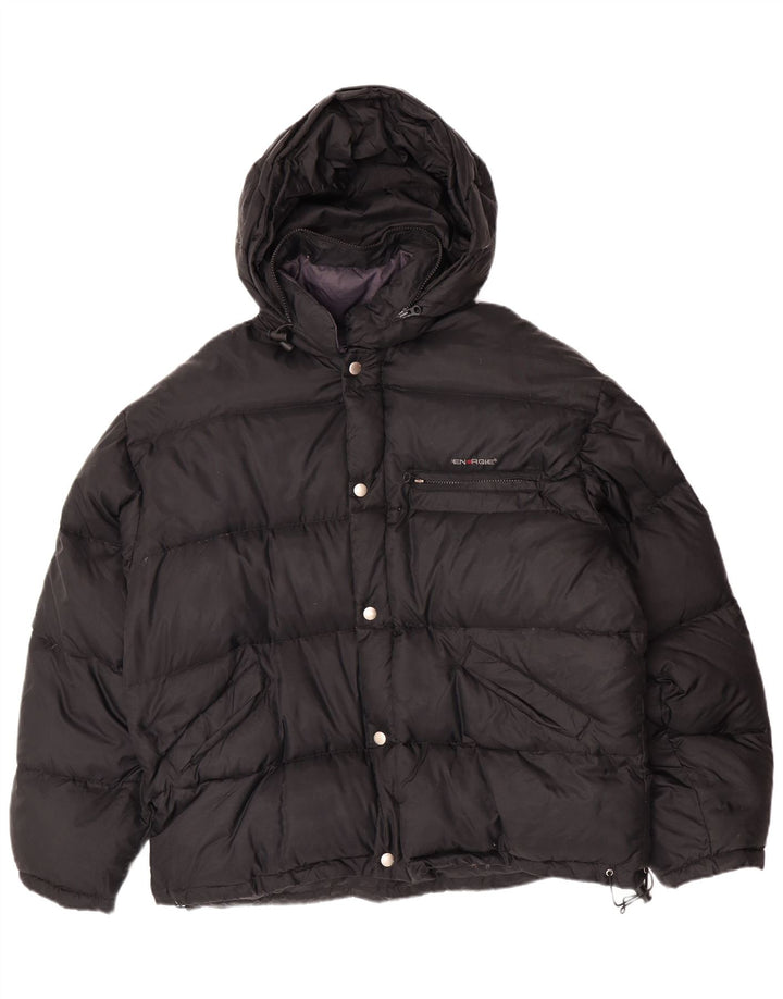 Energie Chaqueta acolchada con capucha para hombre UK 42 XL Negro