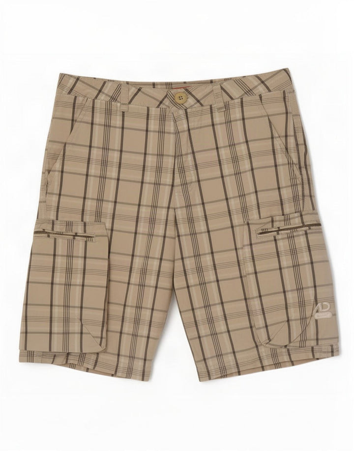 Pantalones cortos tipo cargo Nike para hombre medianos W30 algodón a cuadros beige