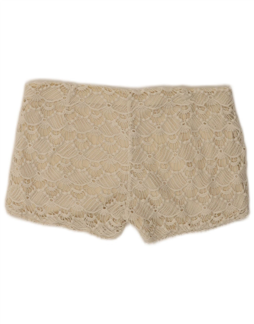 Zara Mujer Pantalones Cortos De Encaje Mediano W28 Algodón Beige