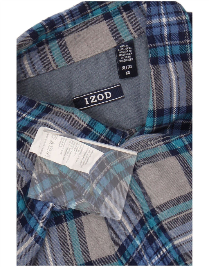 IZOD Camisa de franela para hombre XL Algodón a cuadros azules