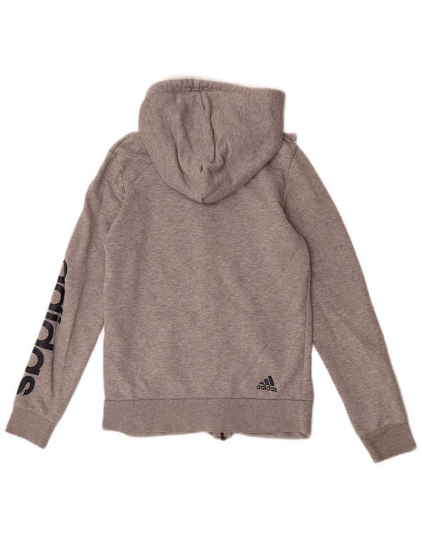 Adidas Sudadera con capucha y cremallera gráfica para mujer UK 8/10 Small Grey Cotton