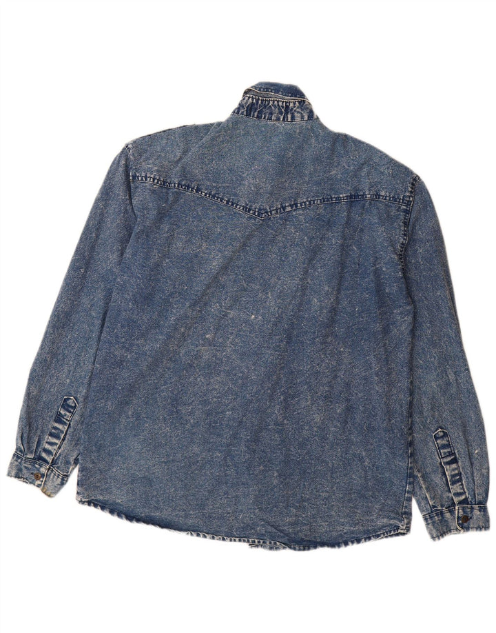 VINTAGE Mens Denim Shirt Medium Blue