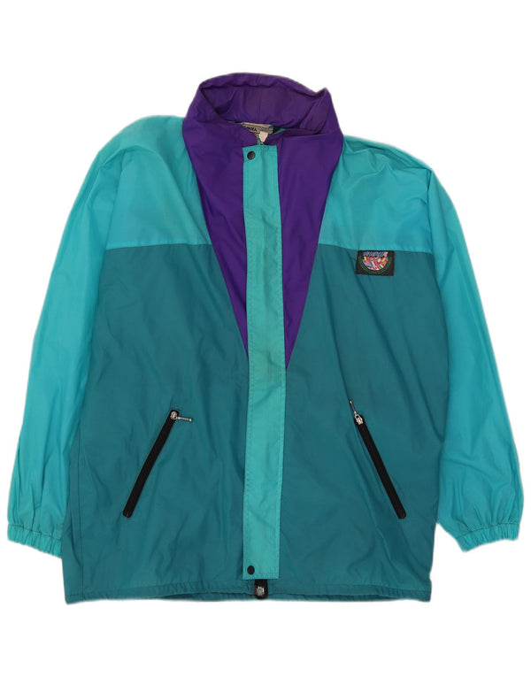 K-Way Chaqueta impermeable holgada con capucha para hombre UK 38 Medium Turquesa Colorblock