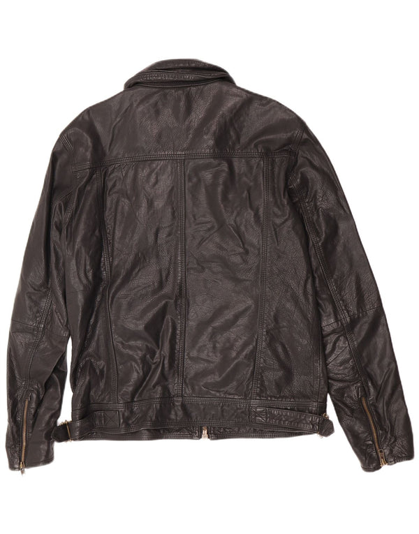 Superdry Chaqueta de cuero militar para hombre ES 42 XL Cuero negro
