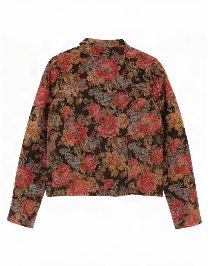 Vintage mujer 7 botones Blazer chaqueta Reino Unido 12 medio multicolor floral