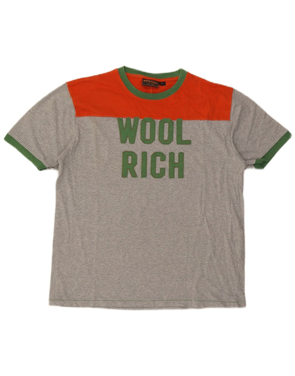 Woolrich Camiseta gráfica para hombre Top XL Gris Colorblock Algodón