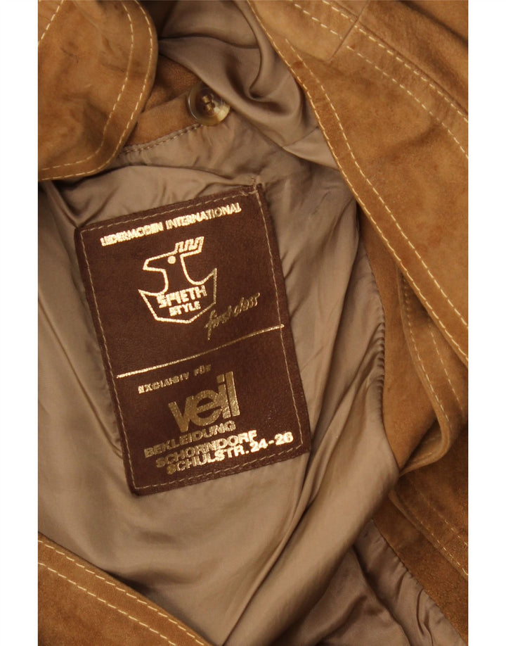 Vintage hombres ante chaqueta Reino Unido 38 marrón medio