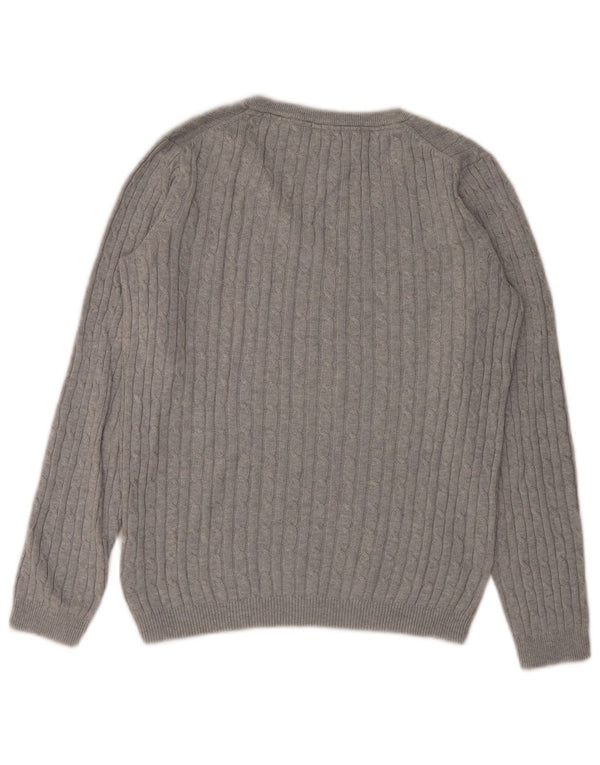 Crew Clothing Suéter con cuello en V para mujer UK 12 Algodón gris medio