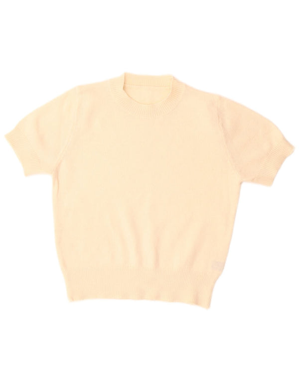 Shein Suéter tipo jersey de manga corta con cuello redondo para mujer UK 40 Small Beige