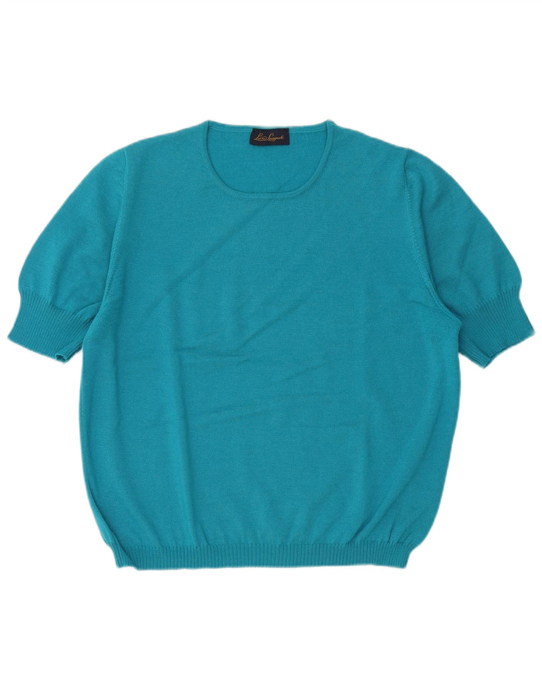 LUISA SPAGNOLI Jersey de manga corta con cuello barco para mujer UK 40 XL Azul