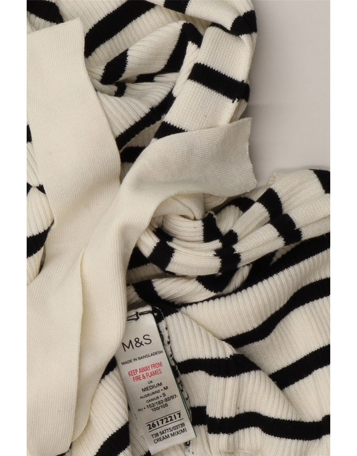 Marks & Spencer Suéter tipo cárdigan largo para mujer UK 44 Mediano Rayas blancas