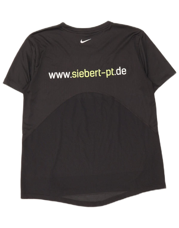 NIKE Womens Dri Fit Graphic T-Shirt Top UK 10 Small Black