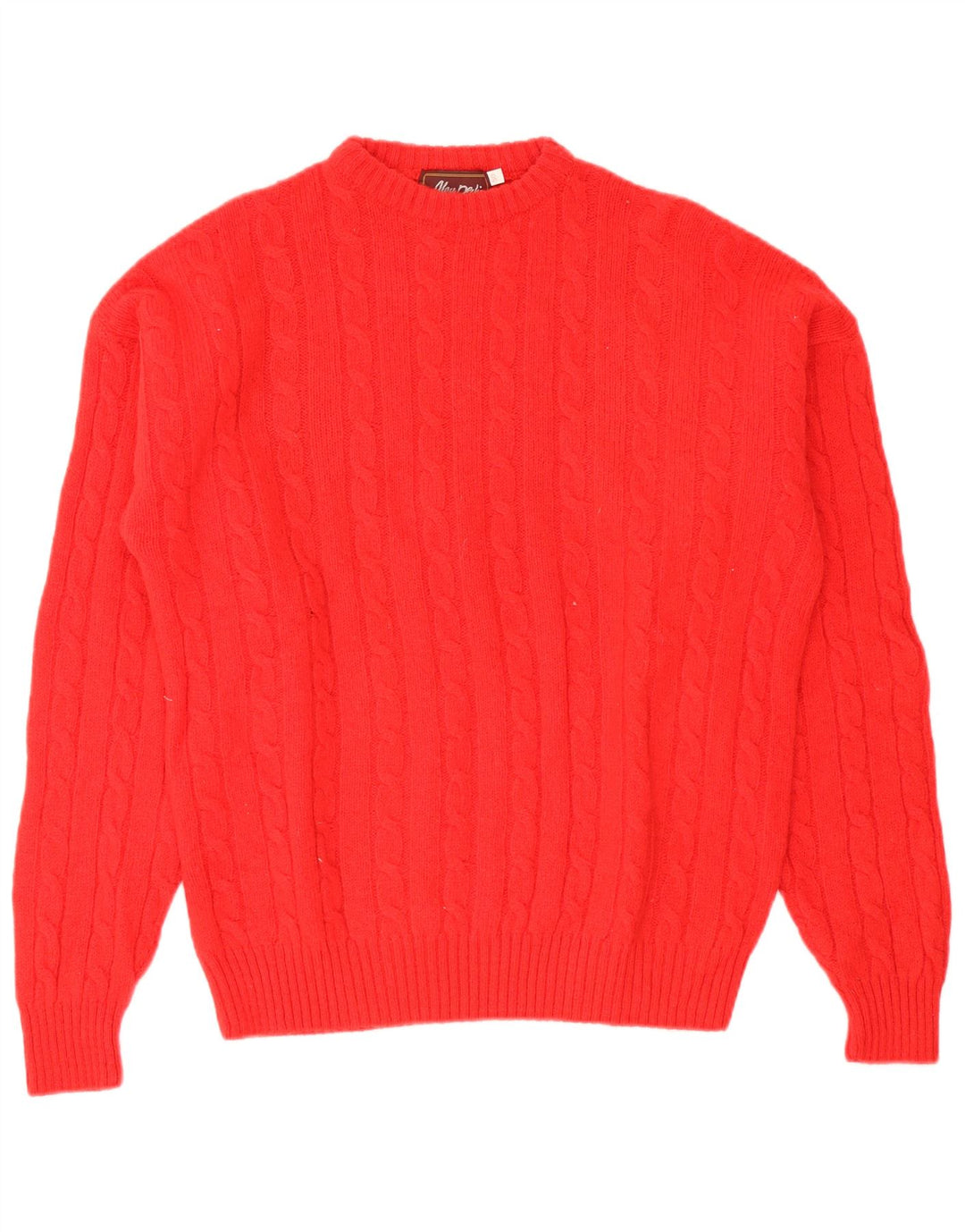 Vintage hombres cuello redondo jersey suéter IT 50 lana roja mediana