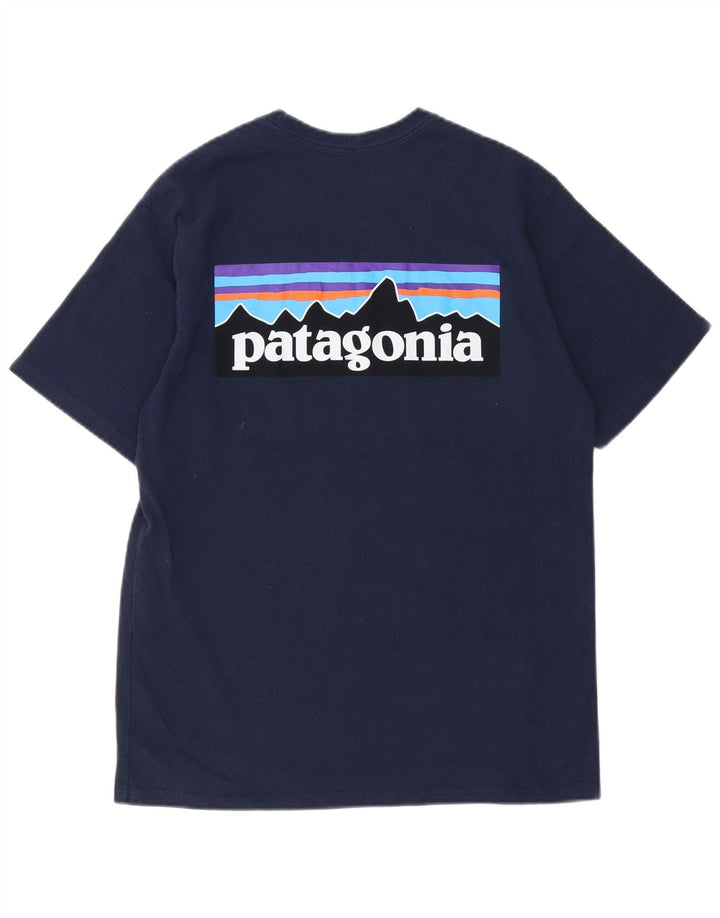 Patagonia Hombre Regular Fit Graphic Camiseta Top Small Azul Marino Poliéster