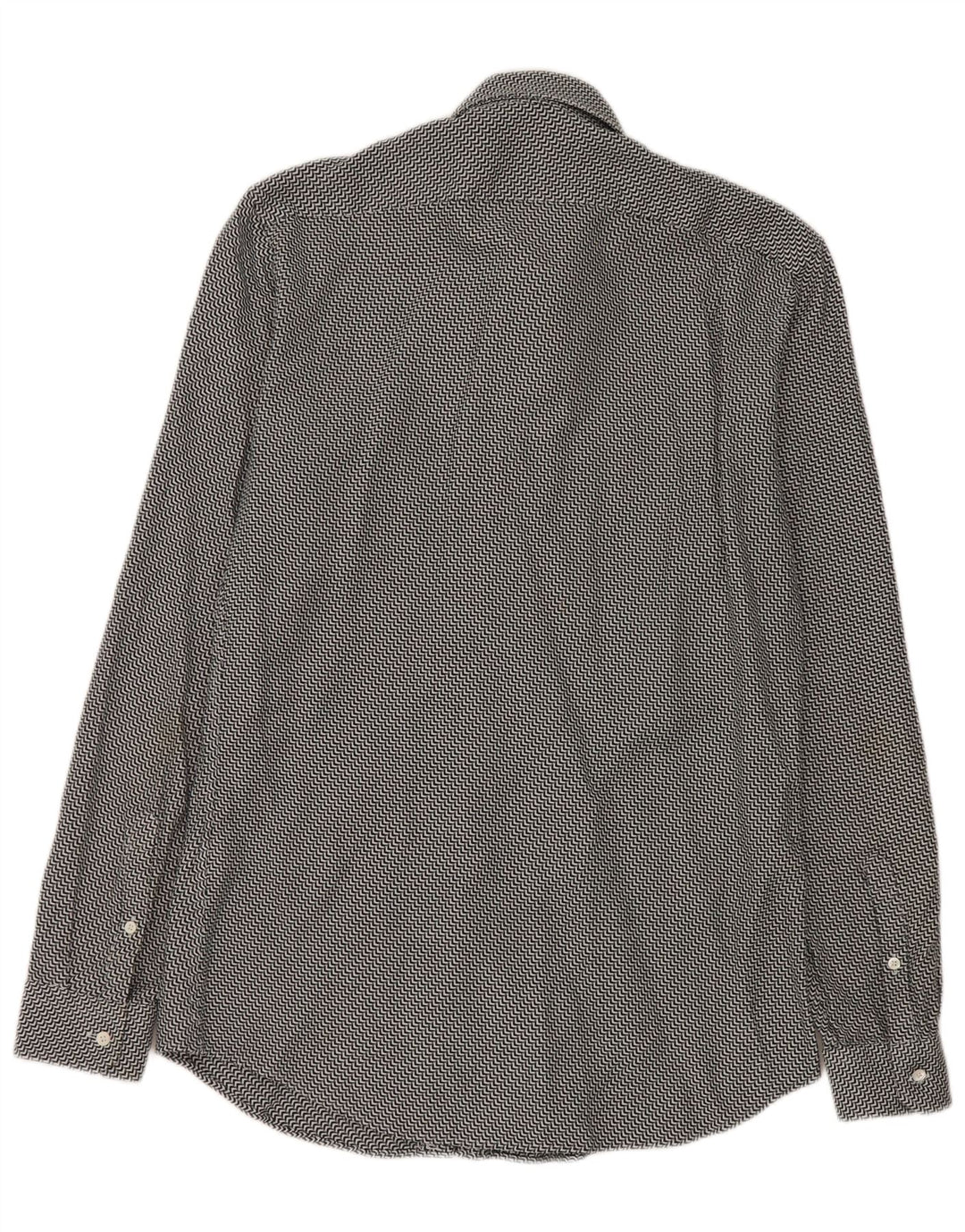 Camisa Reiss Slim Fit De Algodón Chevron Negro Mediano Hombre