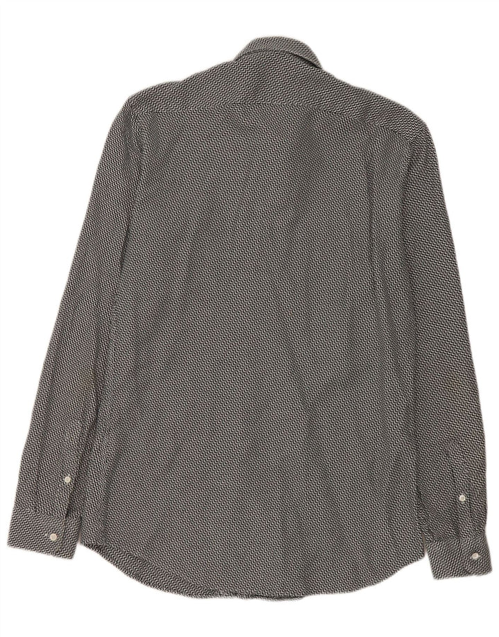 Camisa Reiss Slim Fit De Algodón Chevron Negro Mediano Hombre